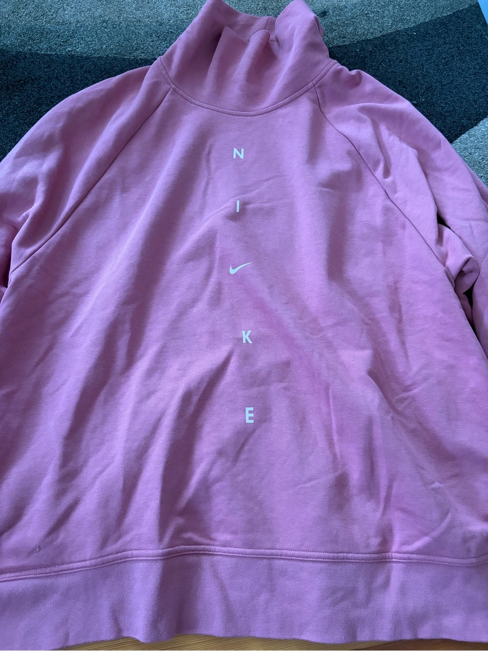 Nike Pink Funnel Neck Sweatshirt with Vertical Logo